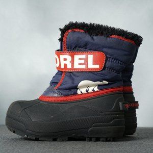 Sorel winter snow boots for kids - red and blue - size 9 (us)